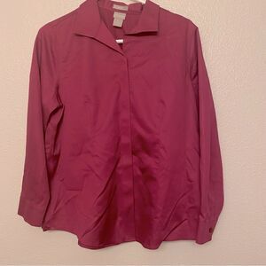 Chicos No-Iron colorful fuchsia hot pink  button down blouse top 1P/M/8-10P